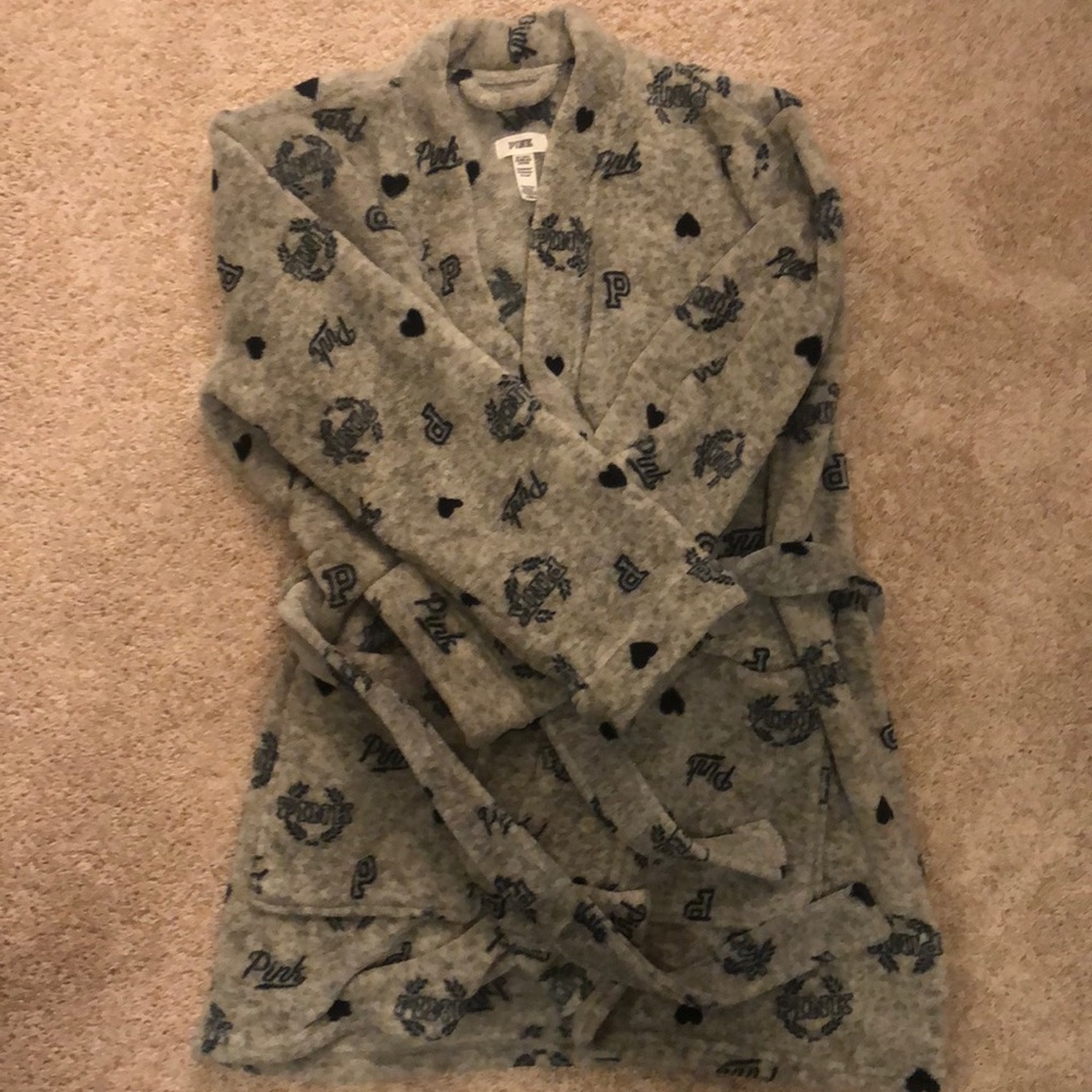 Super soft gray/navy PINK VS robe